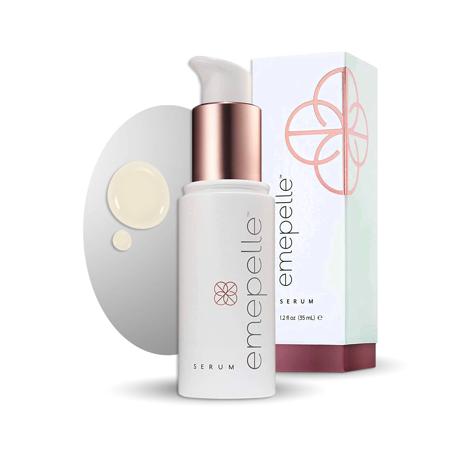 a bottle of Emepelle Daily Serum and its box packaging | skintoheart