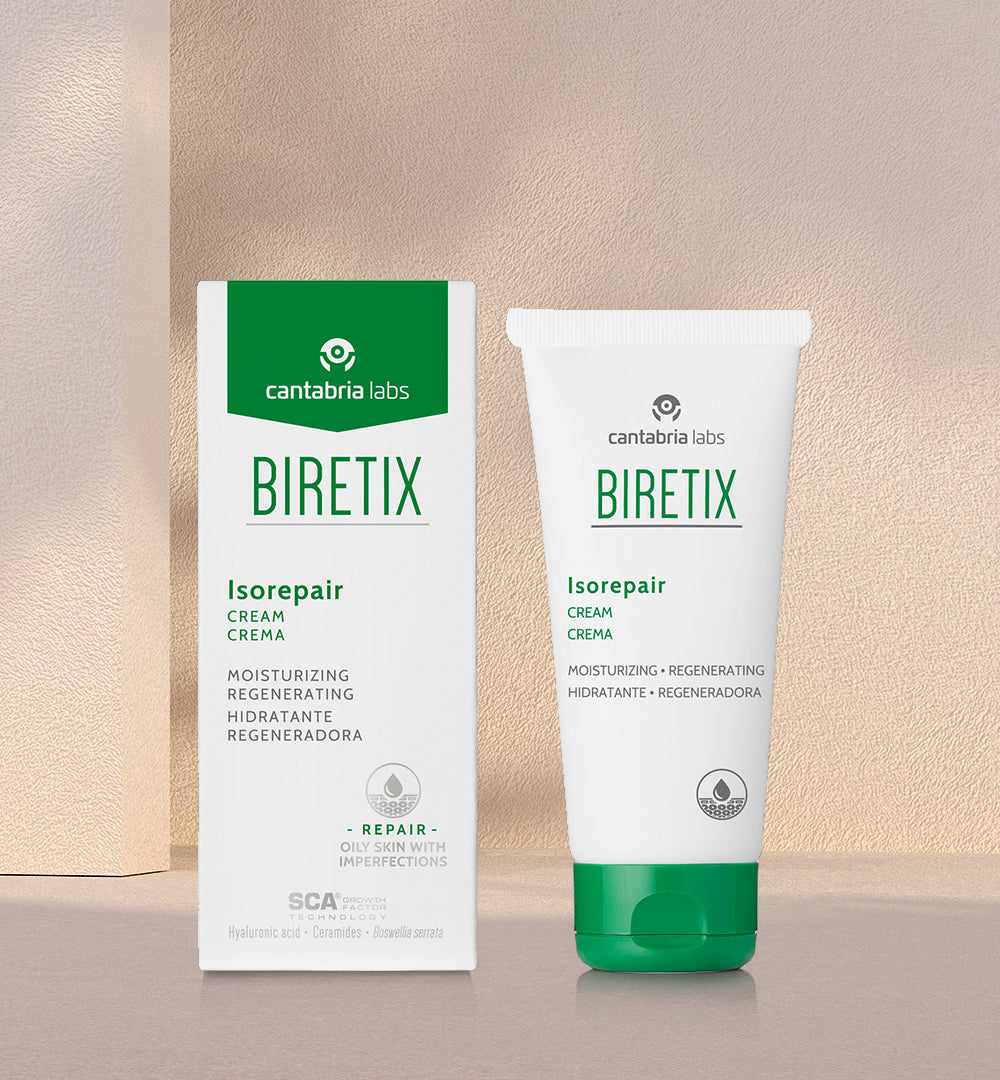 a tube and box packaging of BIRETIX Isorepair Cream