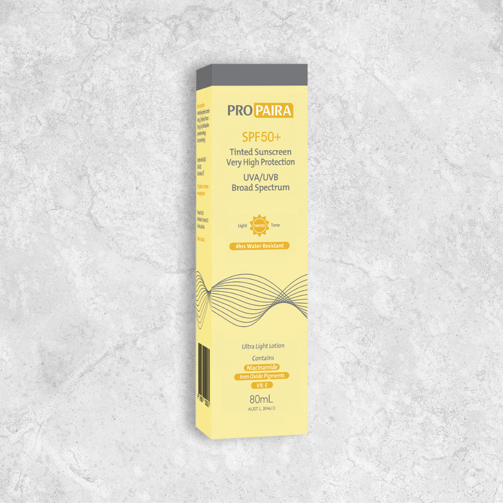 Propaira SPF50+ Tinted Sunscreen in Light Tone - 80ml | water resistant sunscreen | skintoheart