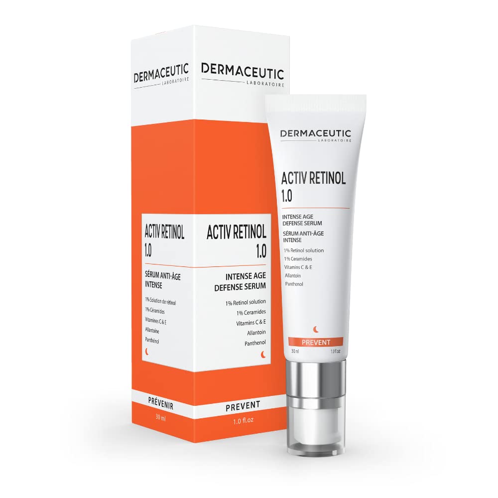 A tube of Dermaceutic Activ Retinol 1.0% 30ml  and its box packaging