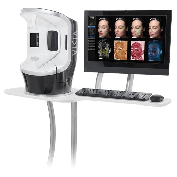 Visia Skin Analysis machine with displayed results on a monitor