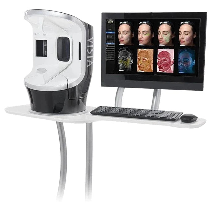 Visia Skin Analysis machine with displayed results on a monitor